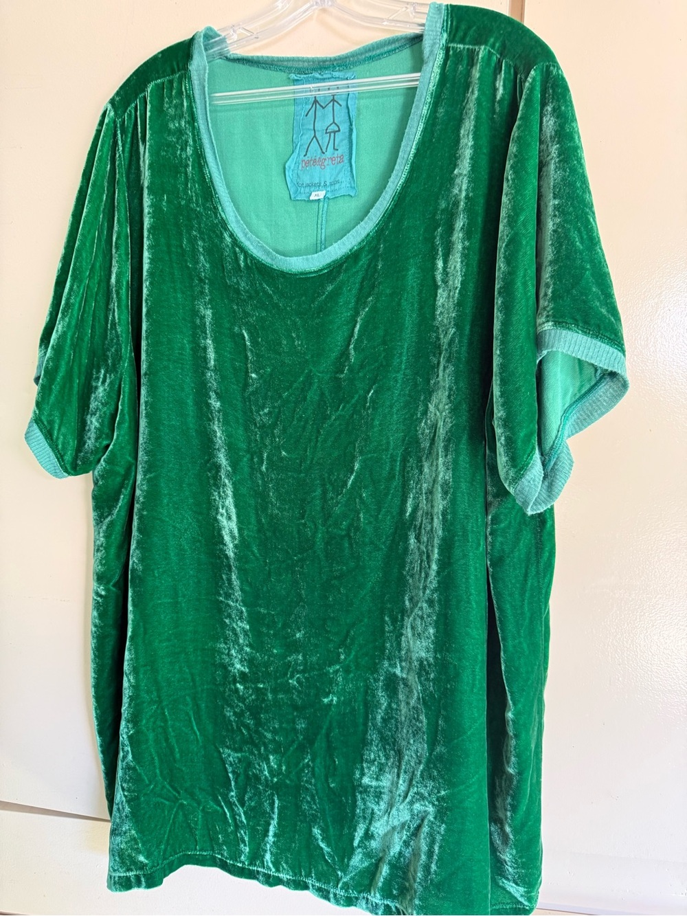 Emerald Green Velvet Tunic Top - Rayon-Silk Blend